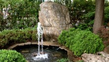 Fountain and rocks in front garden