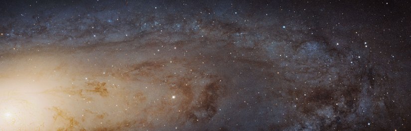 A section of the Andromeda galaxy.  Click here to explore the image using the NASA zoom tool.  Source: NASA