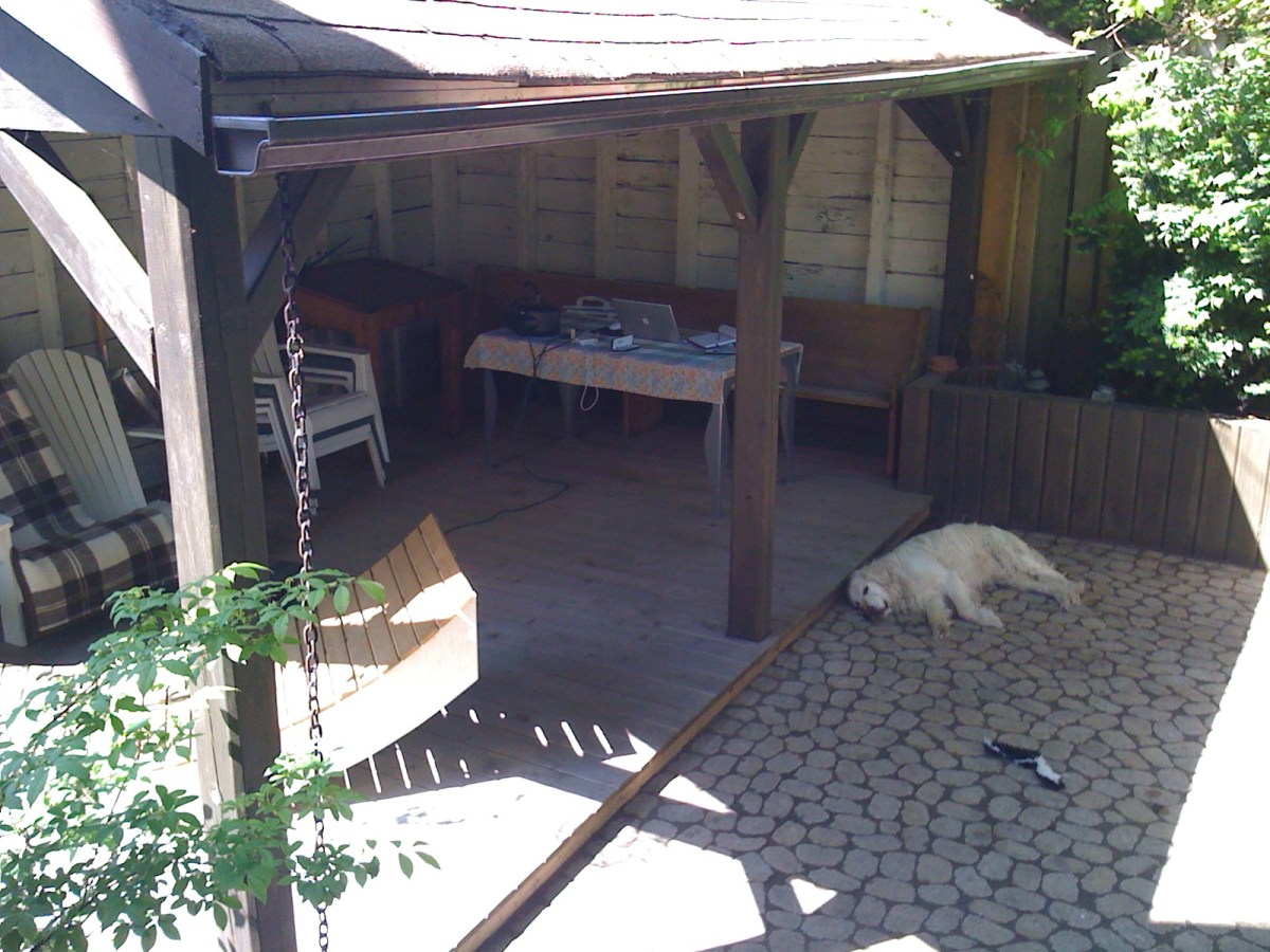 Wooden floor in garage