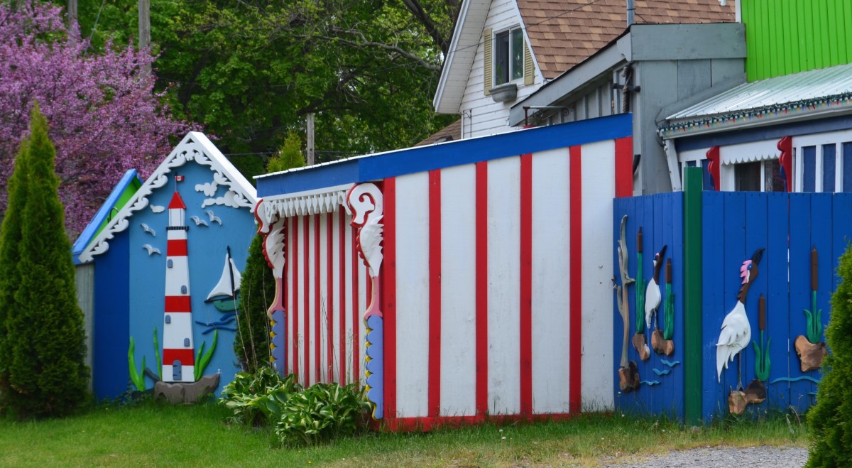 Brightly decorated fence panels