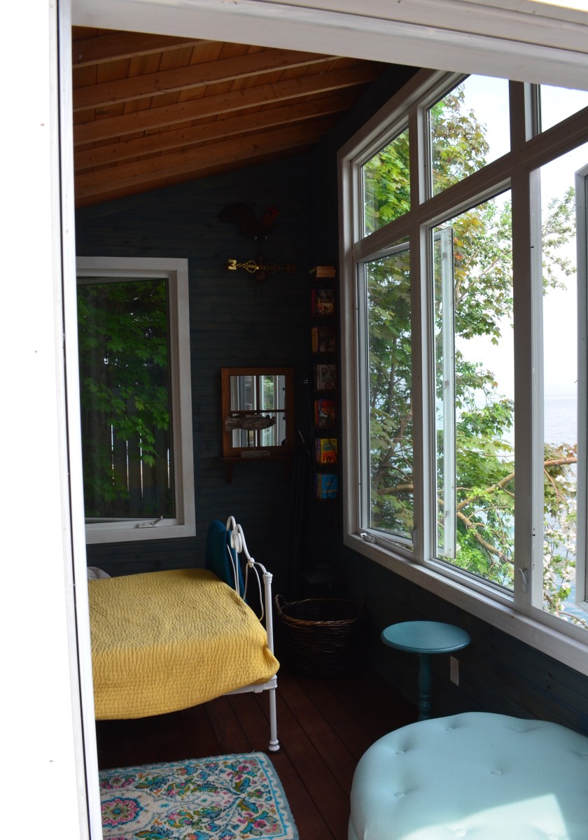 The breezy bunkie features large windows.