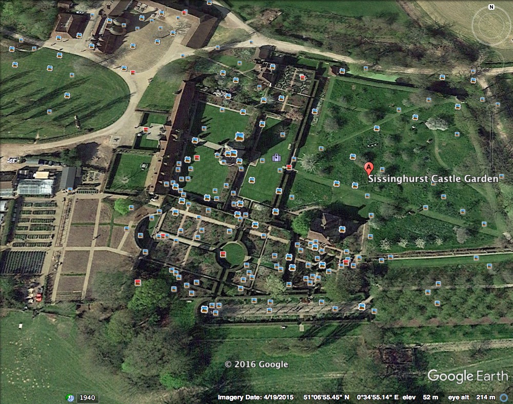 A Google Earth view of Sissinghurst Castle Garden.