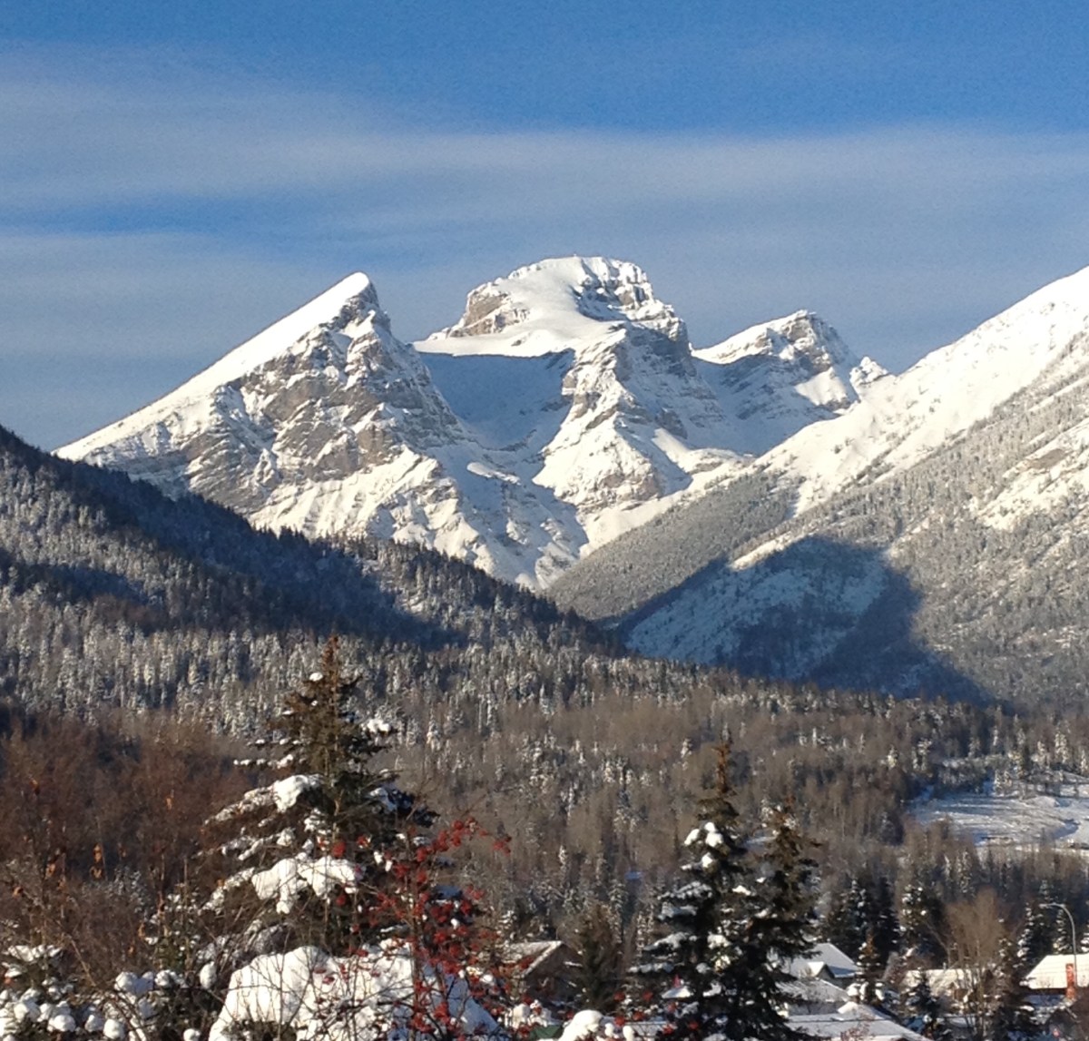 Distinctive mountain peaks overlook downtown Fernie, B.C.