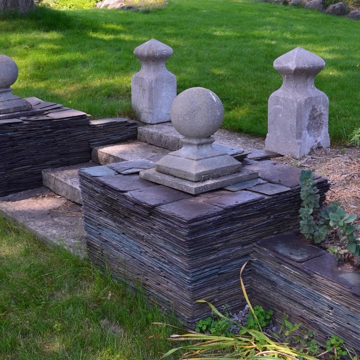 A garden staircase recycling roof shingles