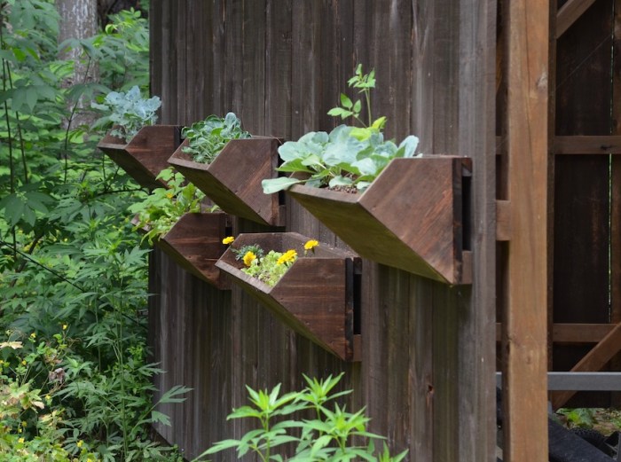 Wooden containers on barn wall