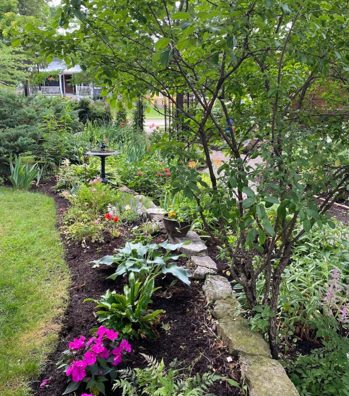 Close up of upper flower bed