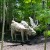 Wooden moose sculpture