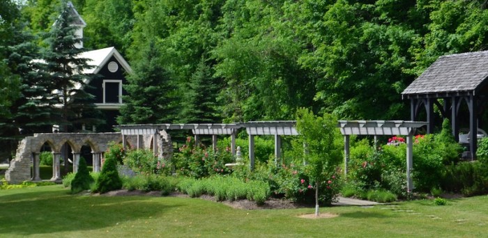 Double pergola long view