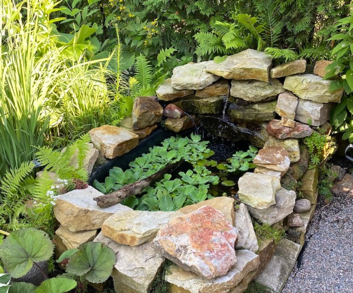 Water feature in summer garden