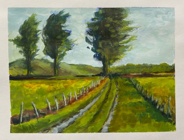 Painting of country lane