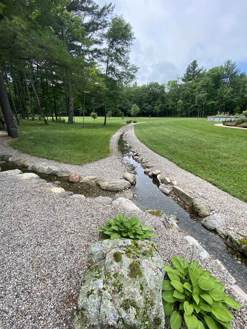 Branching channel of water feature